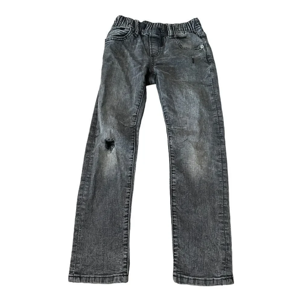 Gap | Pull On Stretch Slim Fit Drawstring Distressed Pants in Washed Black | S